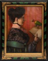Ismeretlen festő: Olvasó hölgy papagállyal