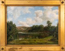 A. E. Kieldrup (1826 - 1869): Tájkép tóval